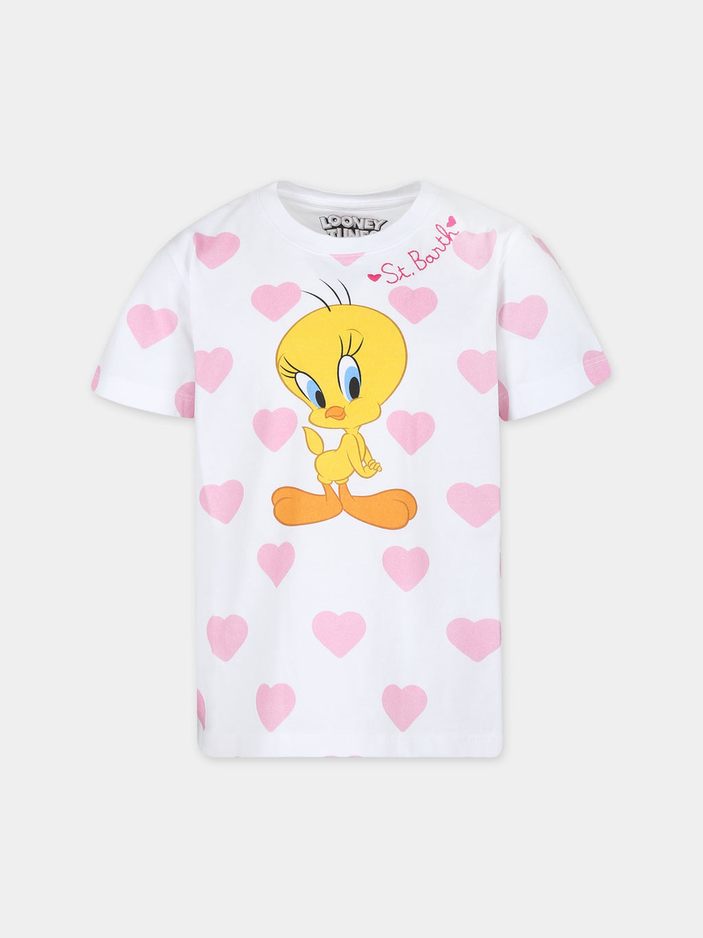 White t-shirt for girl with Looney Tunes print
